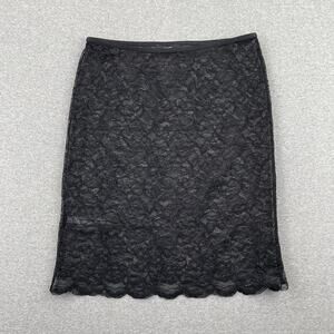 MANGO Sheer Floral Lace Skirt Size M Black Whimsigoth Festival Witchy Glam Club